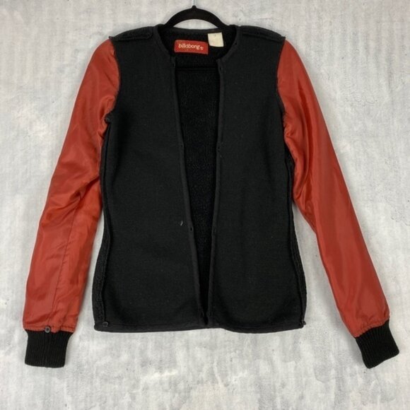 Billabong Black Wool Feel Jacket With Removable Sherpa Lining Womens Small - Picture 4 of 12